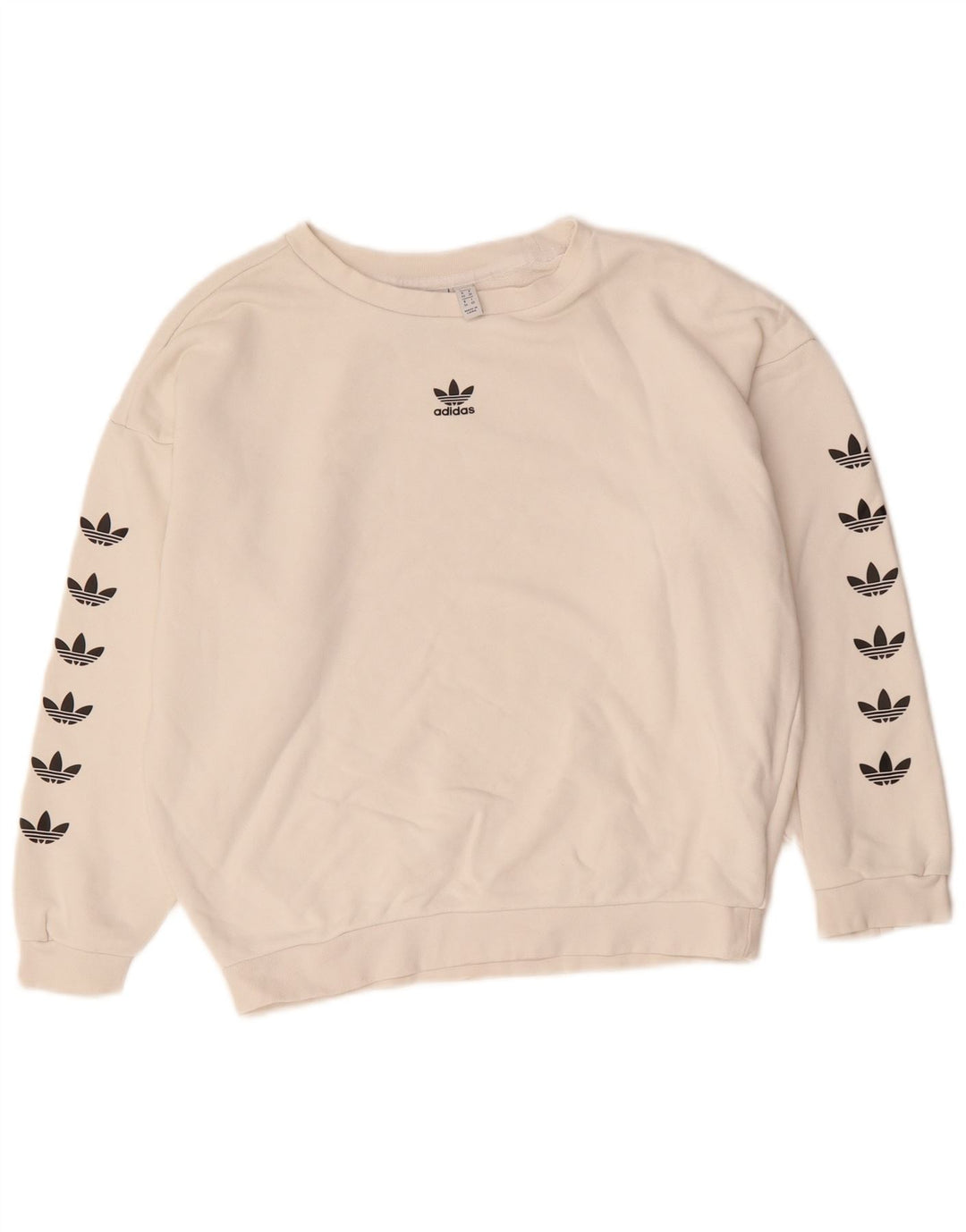 Adidas Womens Oversized Crop Graphic Sweatshirt Jumper UK 8 Small White
