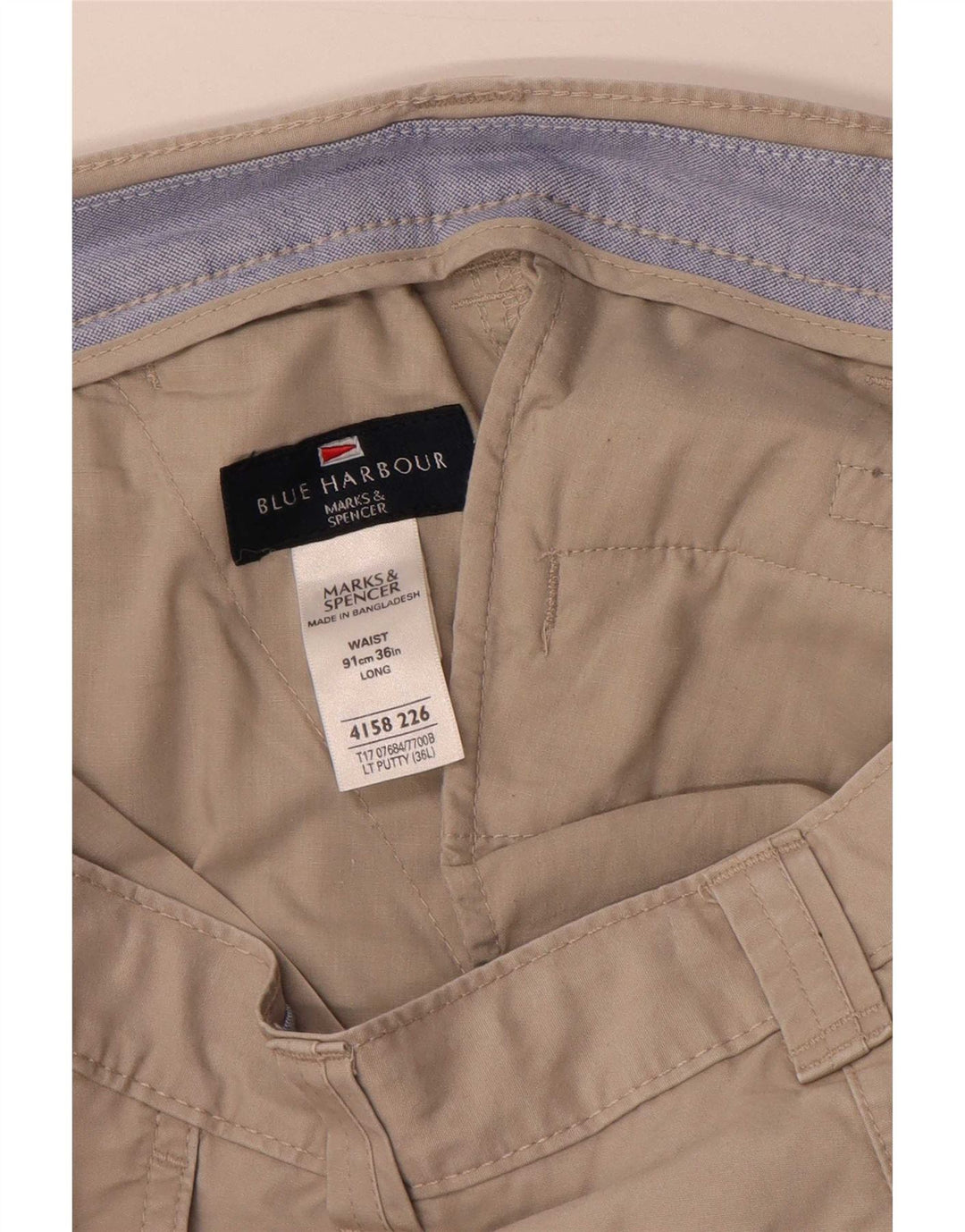 Marks & Spencer Mens Blue Harbour Chino Shorts W36 Large Beige Cotton