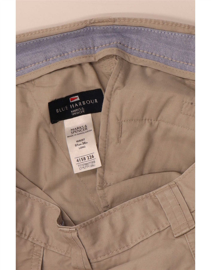 Marks & Spencer Mens Blue Harbour Chino Shorts W36 Large Beige Cotton