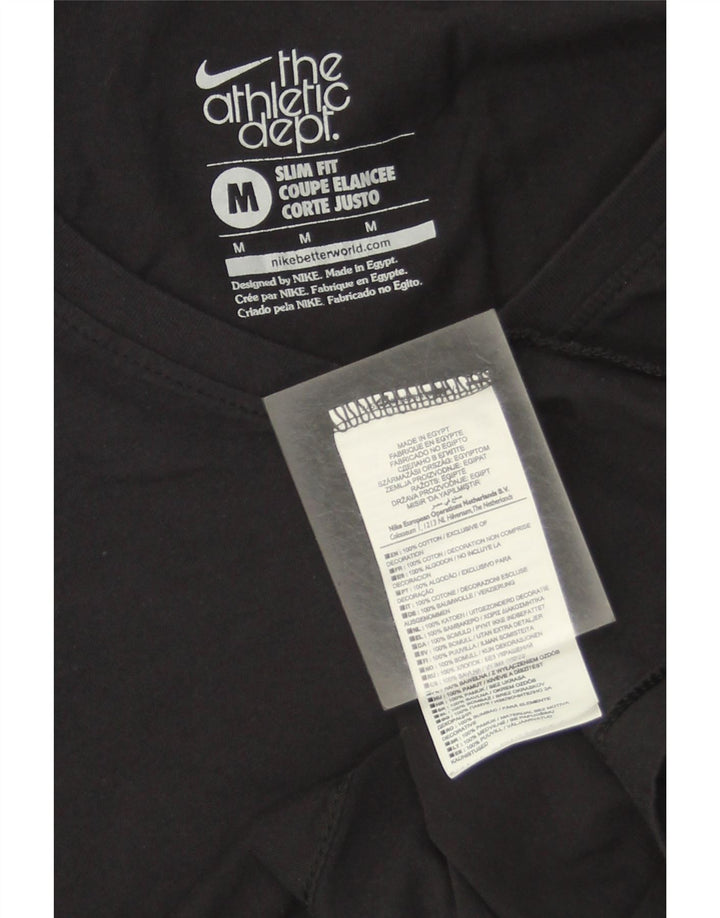 Nike Womens Slim Fit Top Long Sleeve UK 12 Medium Black Cotton