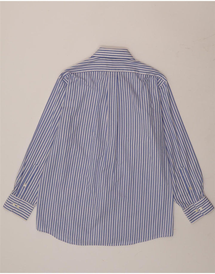 Chaps Mens Classic Fit Shirt Size 16 Large Blue Striped Cotton
