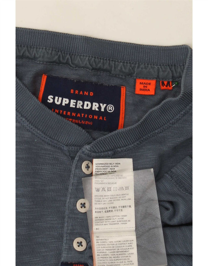 Superdry Mens Top Long Sleeve Medium Blue Flecked Cotton