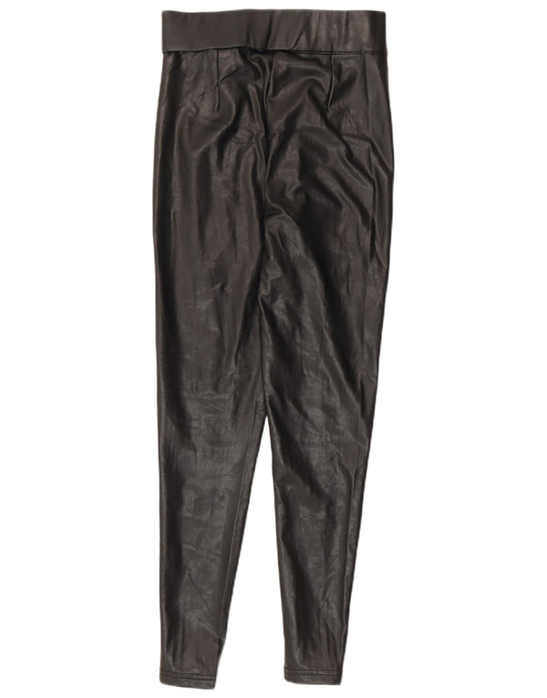 Marks & Spencer Womens Slim Faux Leather Trousers UK 8 Small W26 L28 Black