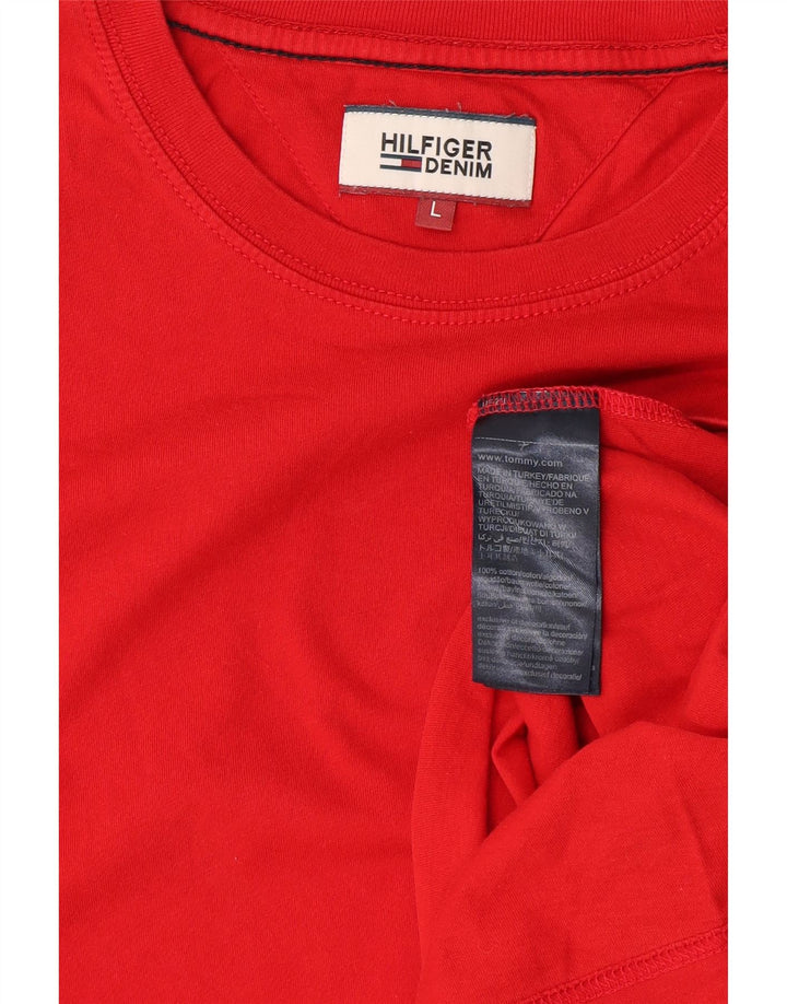 Tommy Hilfiger Mens T-Shirt Top Large Red Cotton
