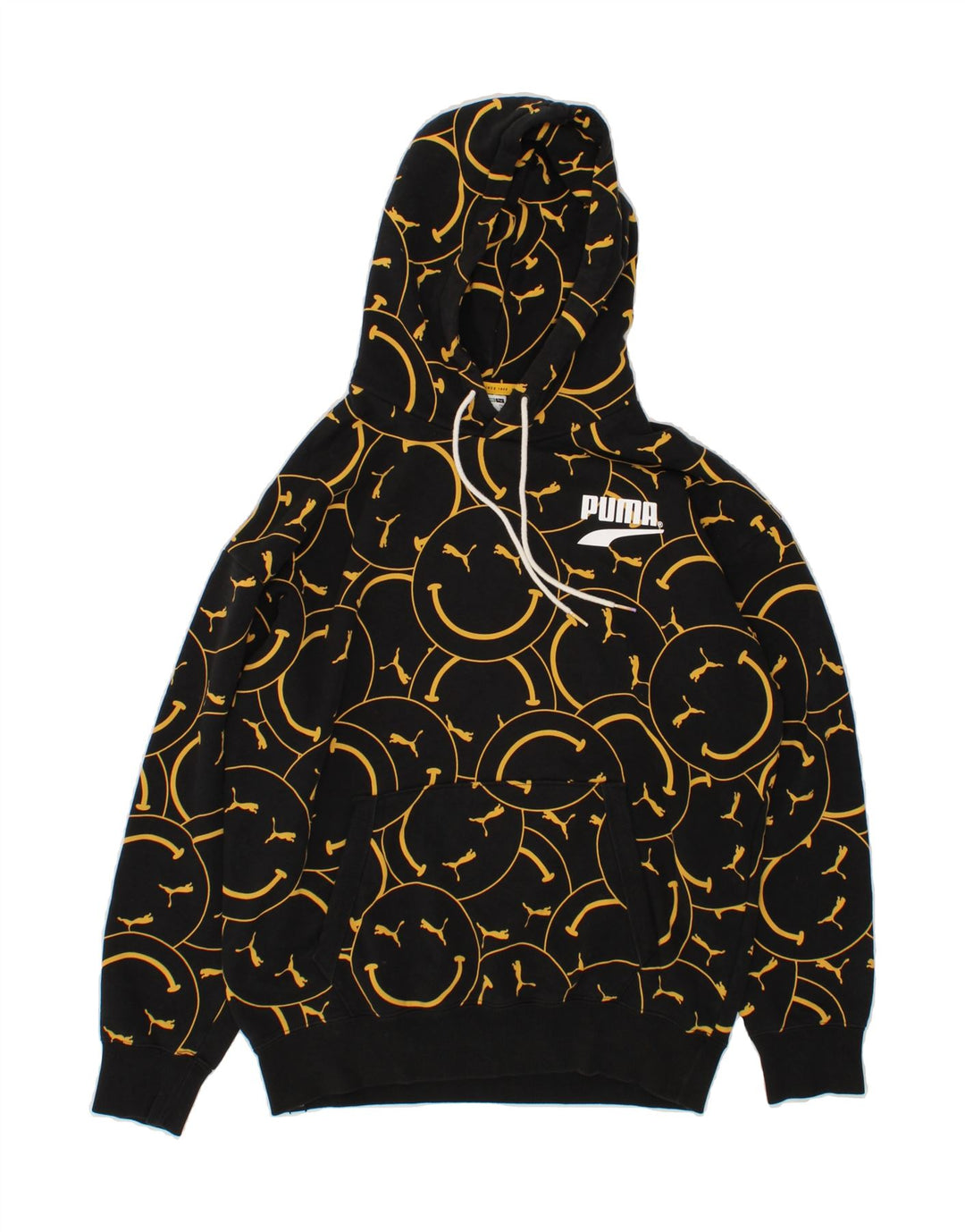 PUMA Mens Graphic Hoodie Jumper Small Black Cotton Vintage Puma and Second-Hand Puma from Messina Hembry 