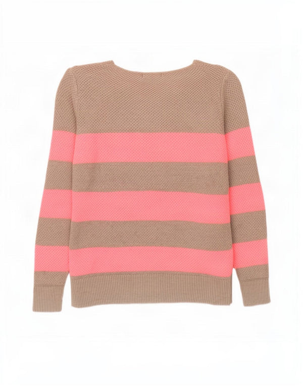 Gap Womens Boat Neck Jumper Sweater UK 12 Medium Brown Striped Cotton