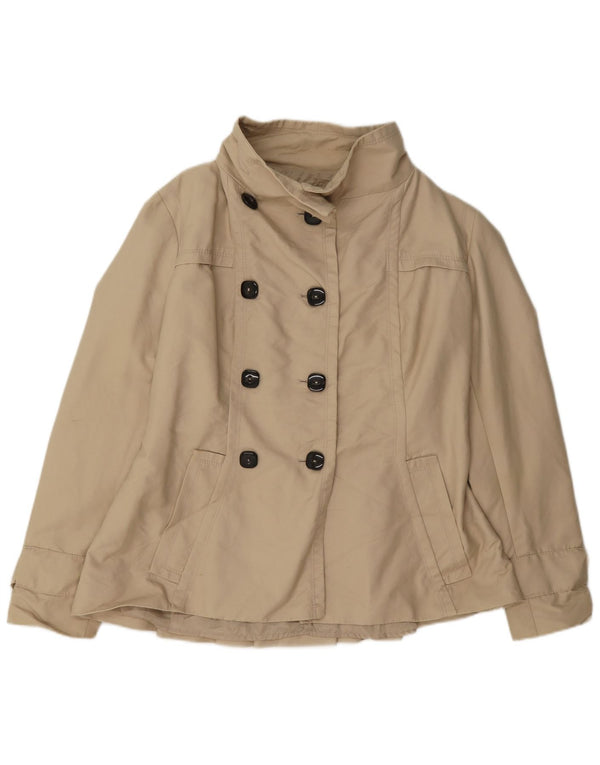 Zara Womens Short Double Breasted Trench Coat UK 18 XL Beige