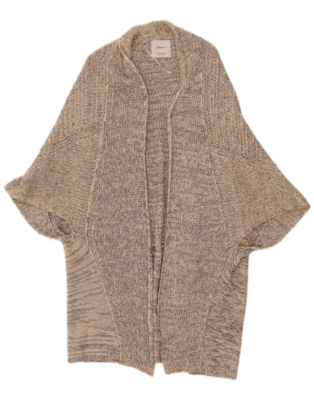 Zara Womens Oversized Poncho Cardigan Sweater UK 14 Medium Beige Cotton