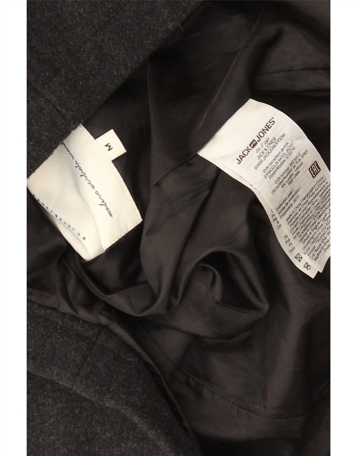 Jack & Jones Mens Overcoat UK 38 Medium Black Wool