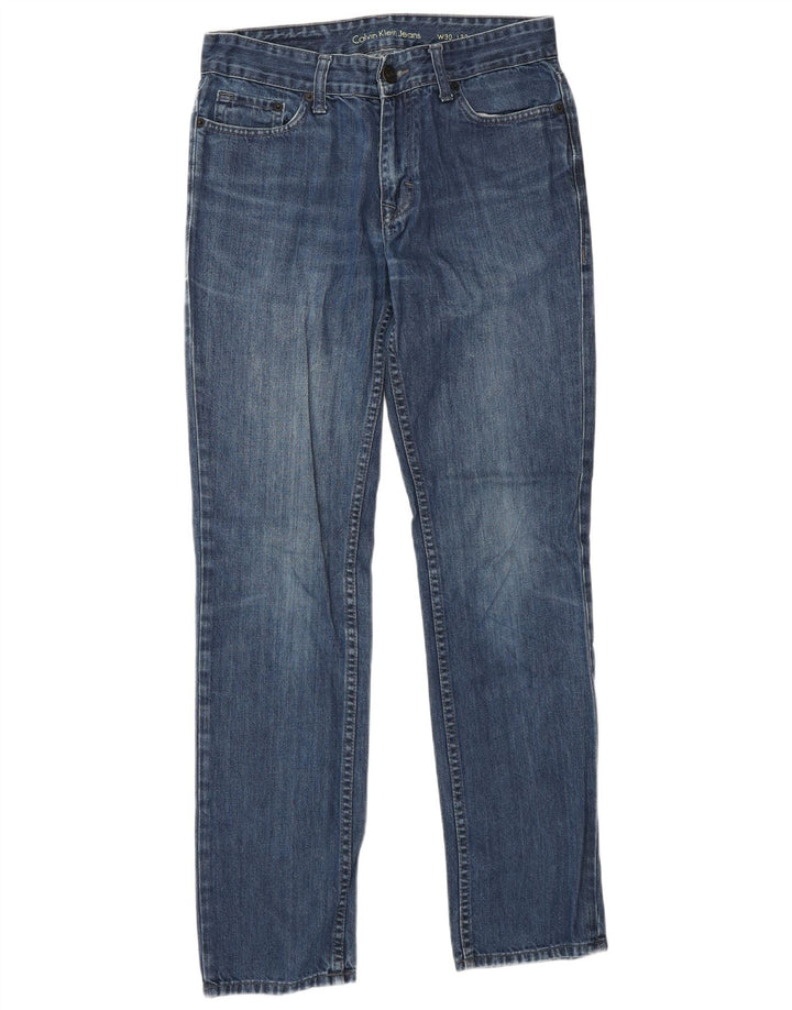 Calvin Klein Mens Slim Straight Jeans W30 L32 Blue Cotton