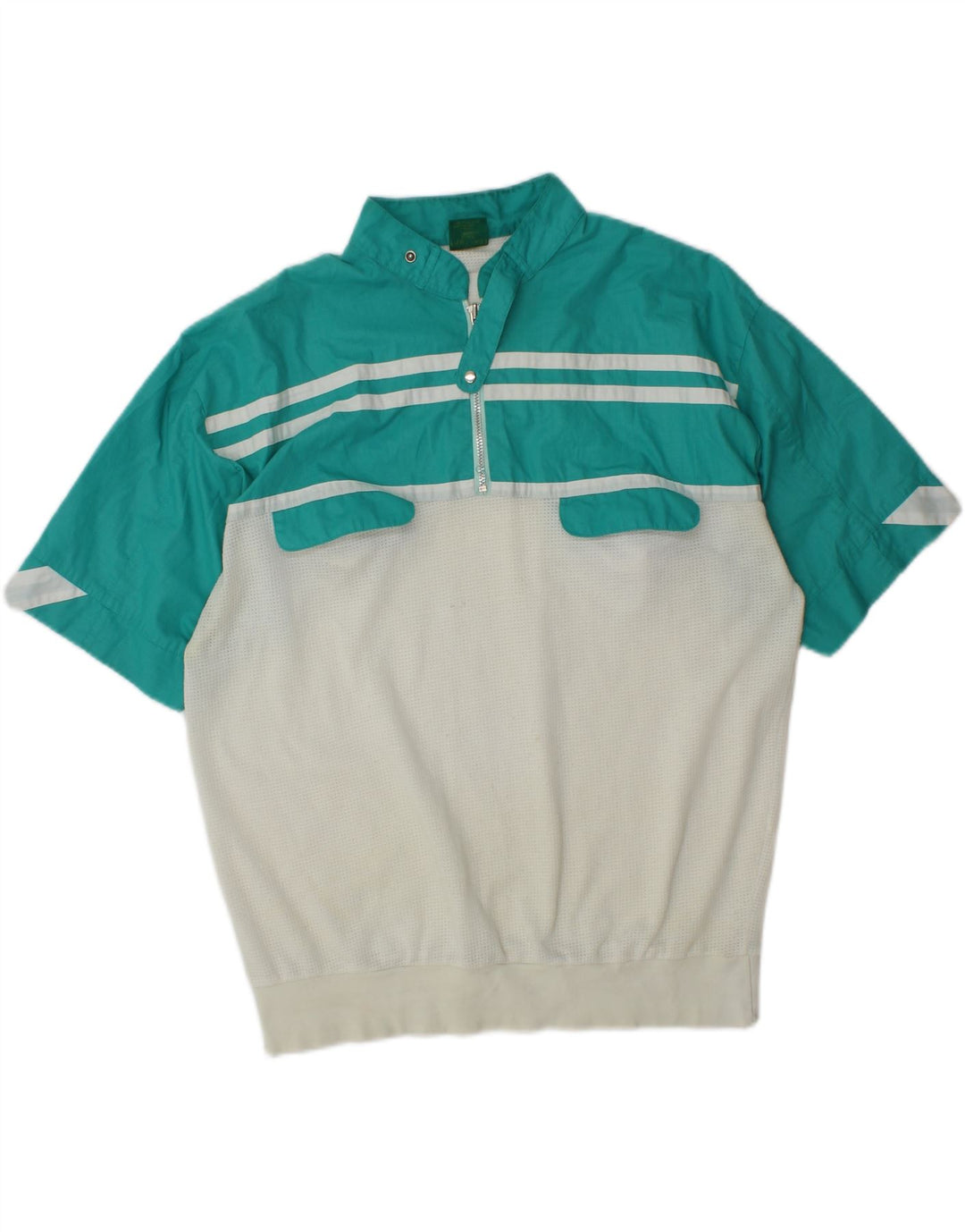 CANDA Mens Zip Neck Pullover Tracksuit Top Large White Colourblock Vintage Canda and Second-Hand Canda from Messina Hembry 