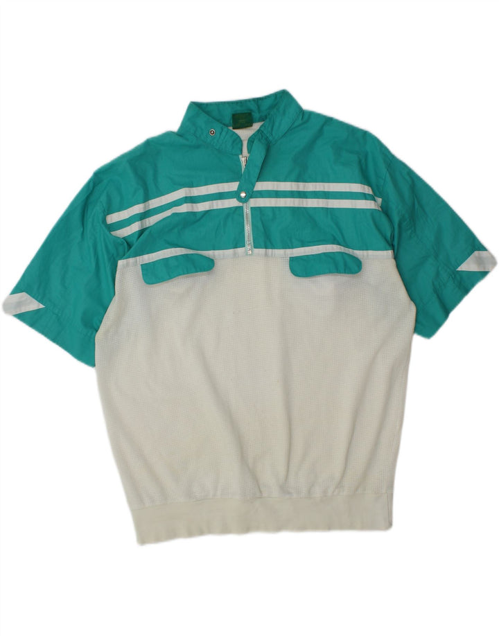 CANDA Mens Zip Neck Pullover Tracksuit Top Large White Colourblock Vintage Canda and Second-Hand Canda from Messina Hembry 