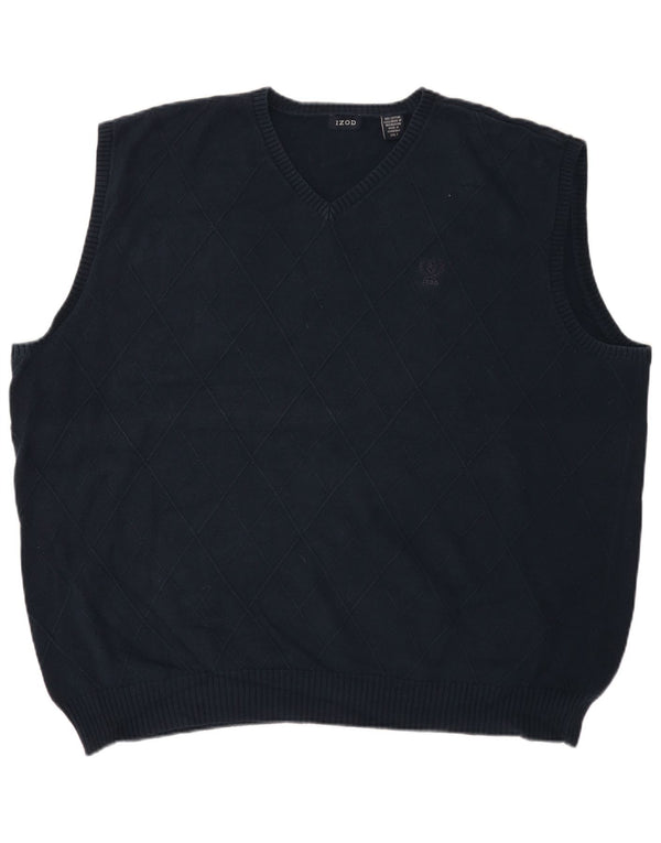 Izod Mens Tall Vest Tank Top 2XL Navy Blue Argyle/Diamond Cotton