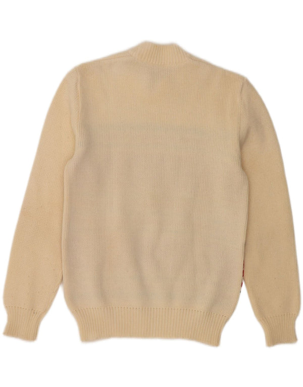 VINTAGE Womens Crew Neck Jumper Sweater IT 40 Small Off White Fair Isle