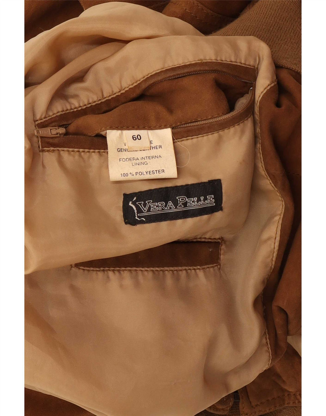 Vintage Mens Suede Bomber Jacket UK 42 XL Brown Leather