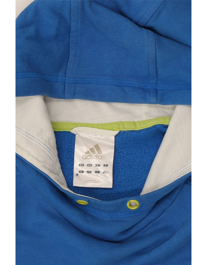 ADIDAS Mens Graphic Hoodie Jumper Small Blue Colourblock Cotton Vintage Adidas and Second-Hand Adidas from Messina Hembry 