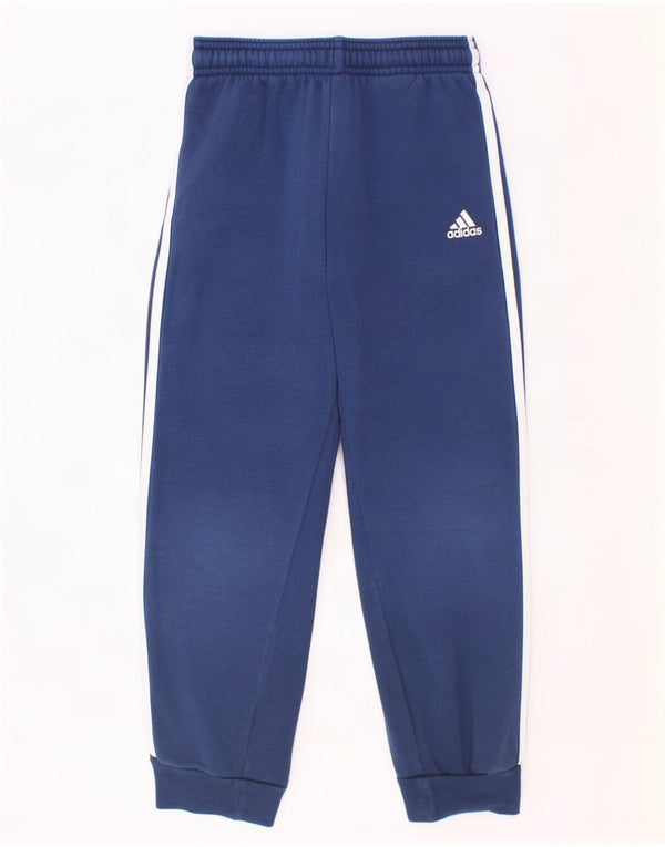 Adidas Boys Tracksuit Trousers Joggers 6-7 Years Navy Blue Cotton