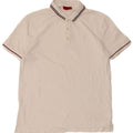 Hugo Boss Mens Polo Shirt Medium White Striped Cotton