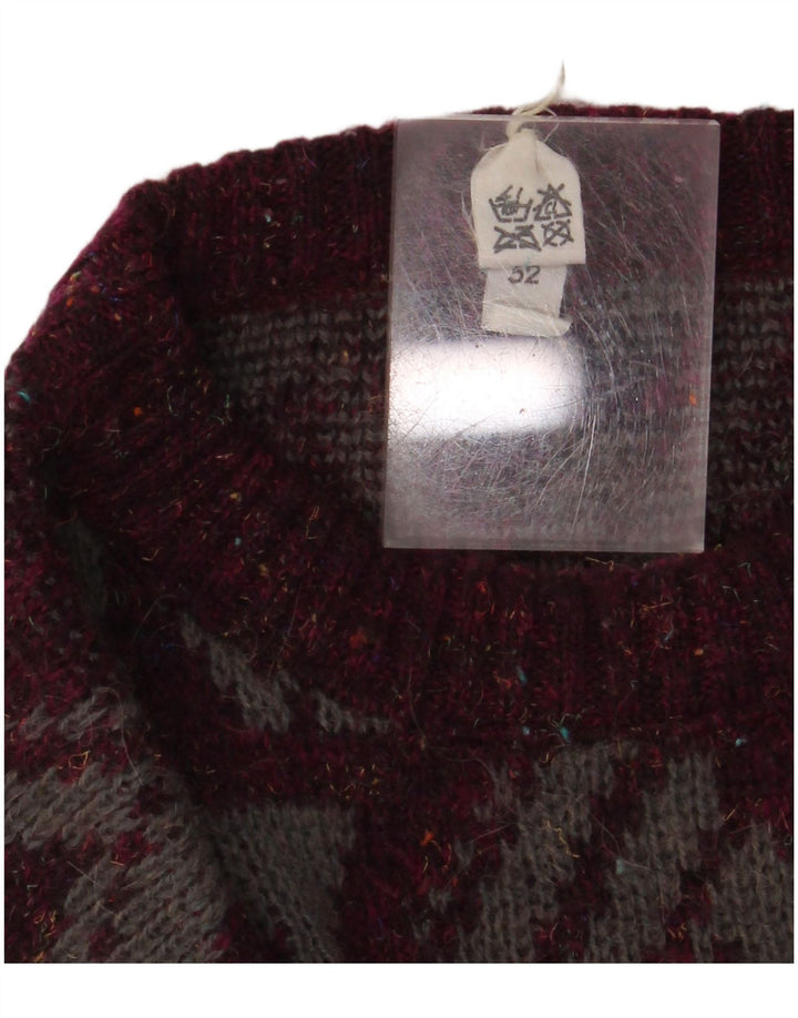 CHIC Womens Crew Neck Jumper Sweater IT 52 2XL Burgundy Geometric