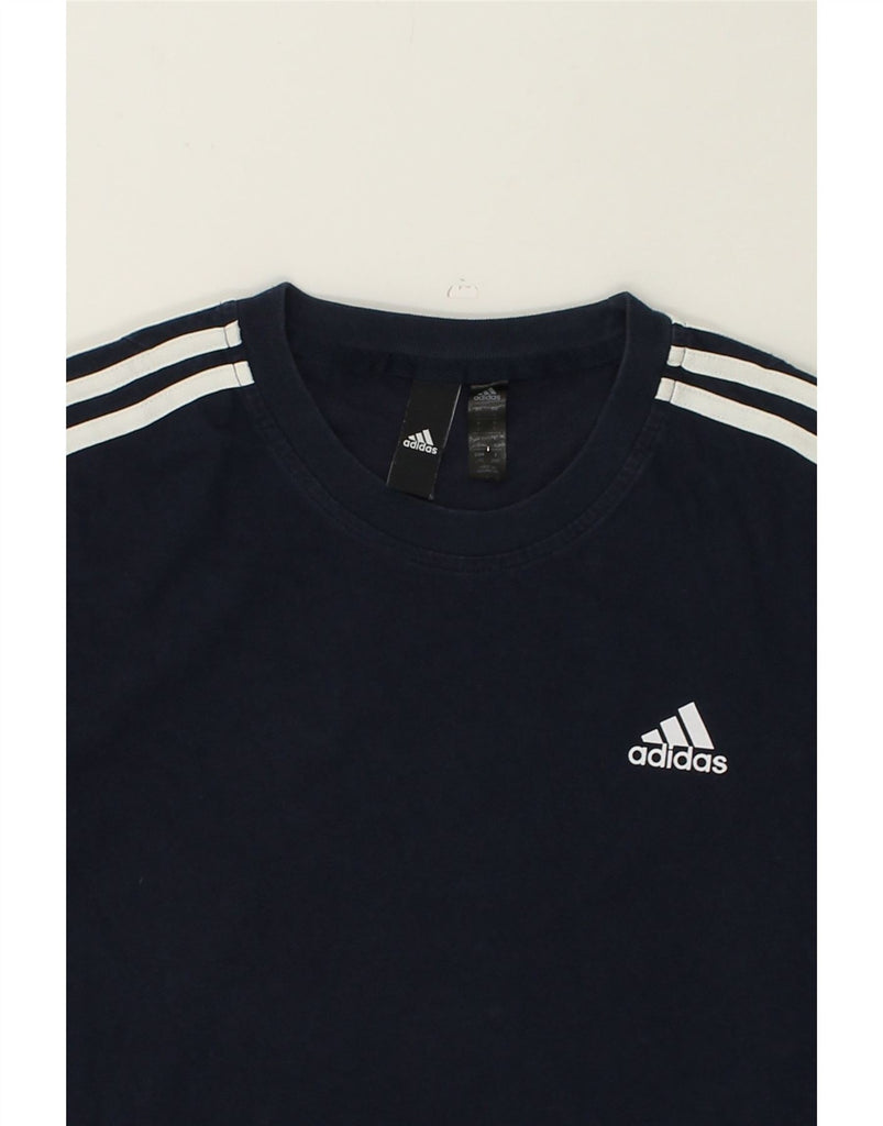 ADIDAS Mens T-Shirt Top Large Navy Blue Cotton | Vintage Adidas | Thrift | Second-Hand Adidas | Used Clothing | Messina Hembry 