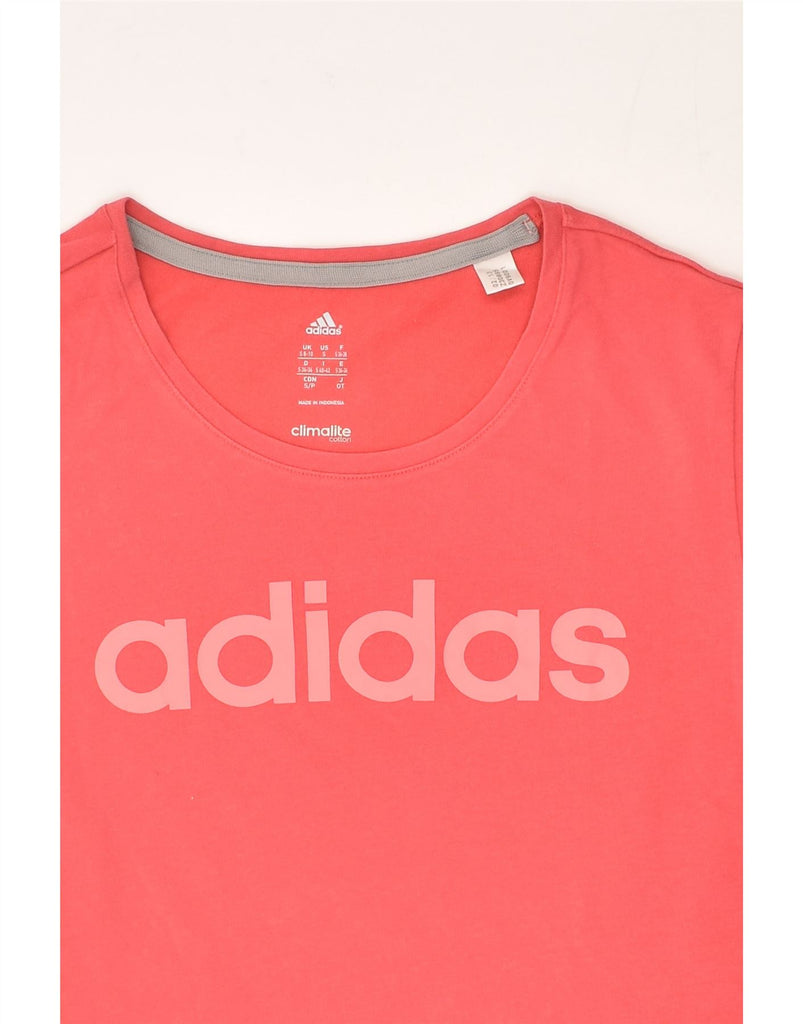 ADIDAS Womens Climalite Graphic T-Shirt Top UK 8-10 Small Pink Cotton | Vintage Adidas | Thrift | Second-Hand Adidas | Used Clothing | Messina Hembry 