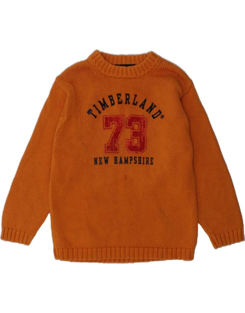 TIMBERLAND Boys Graphic Crew Neck Jumper Sweater 3-4 Years Orange Cotton | Vintage Timberland | Thrift | Second-Hand Timberland | Used Clothing | Messina Hembry 