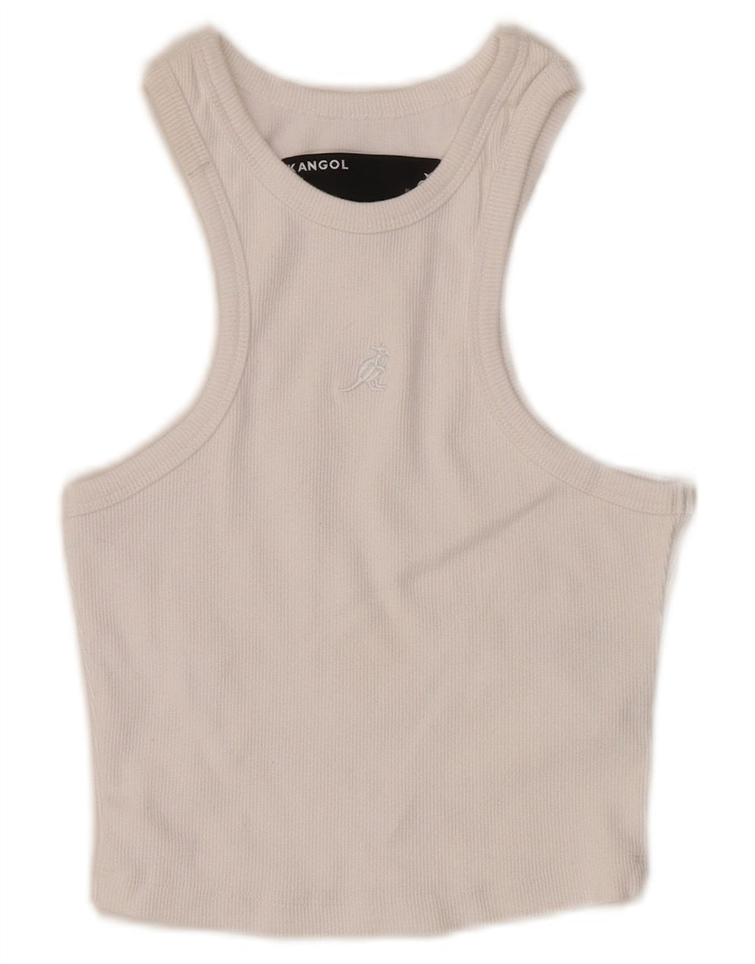 KANGOL Womens Crop Vest Top UK 12 Medium White Cotton