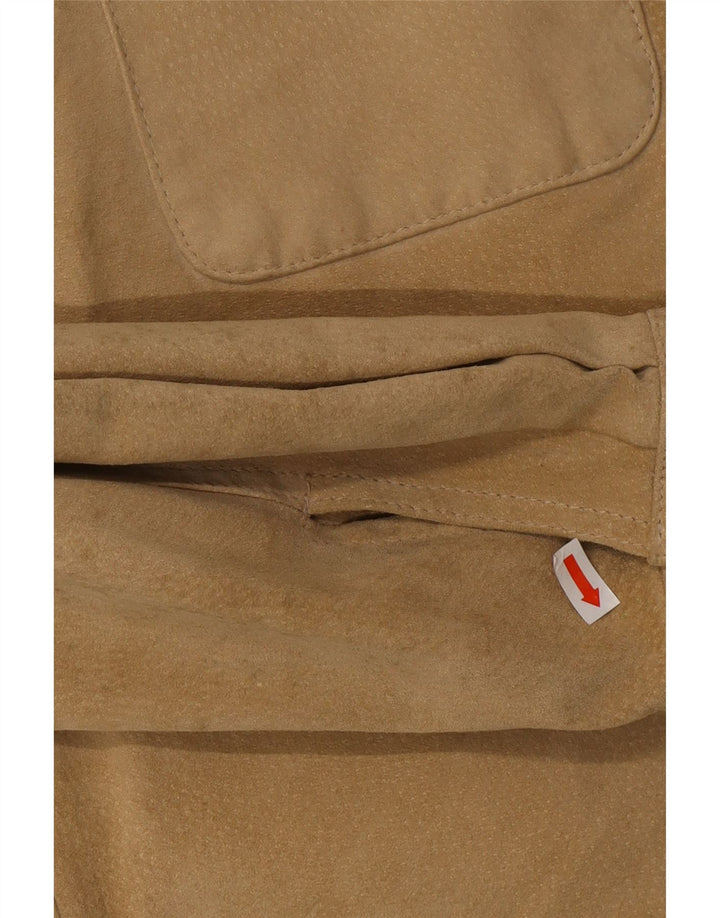 Benetton Mens Suede Shirt Medium Beige Leather