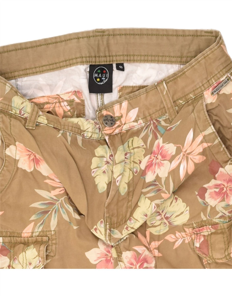 MAUI AND SONS Womens Cargo Shorts IT 46 Large W31 Beige Floral Cotton | Vintage Maui and Sons | Thrift | Second-Hand Maui and Sons | Used Clothing | Messina Hembry 