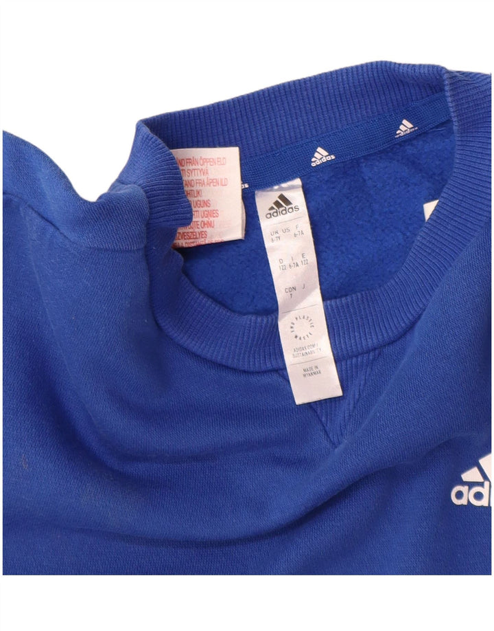 Adidas Boys Sweatshirt Jumper 6-7 Years Blue Cotton