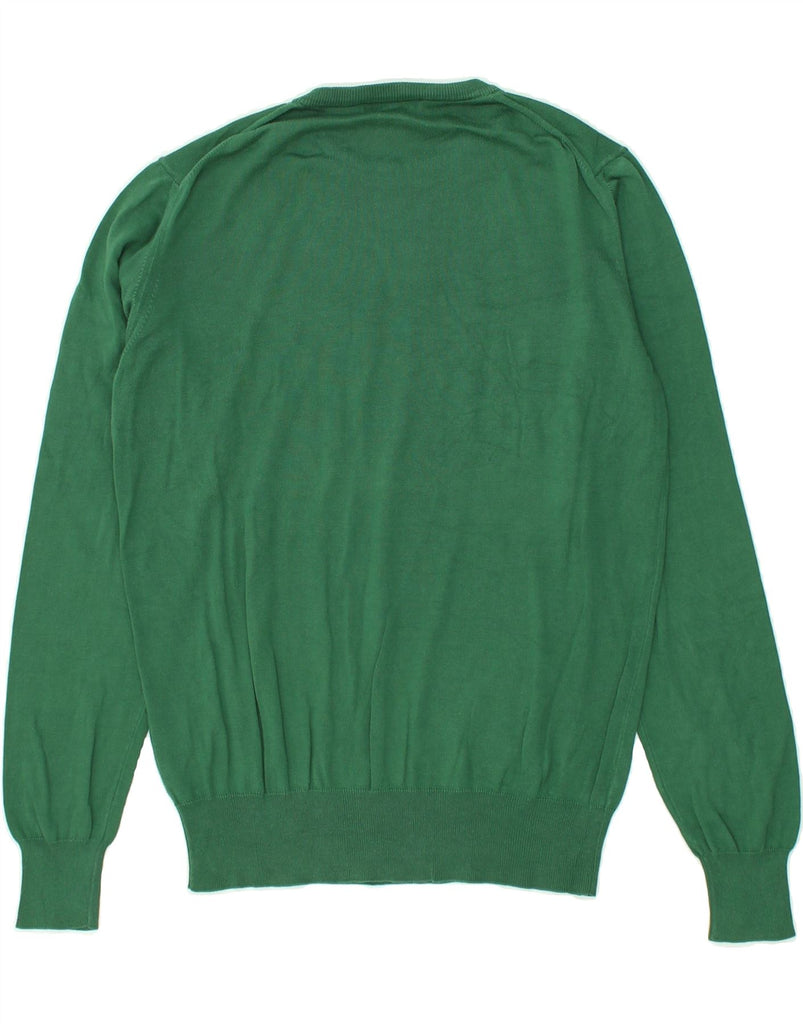 FRED PERRY Womens Crew Neck Jumper Sweater UK 14 Medium Green Cotton | Vintage Fred Perry | Thrift | Second-Hand Fred Perry | Used Clothing | Messina Hembry 