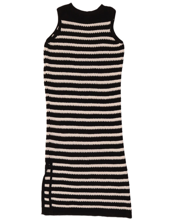 Marks & Spencer Womens Sleeveless Jumper Dress UK 14 Large Black Striped