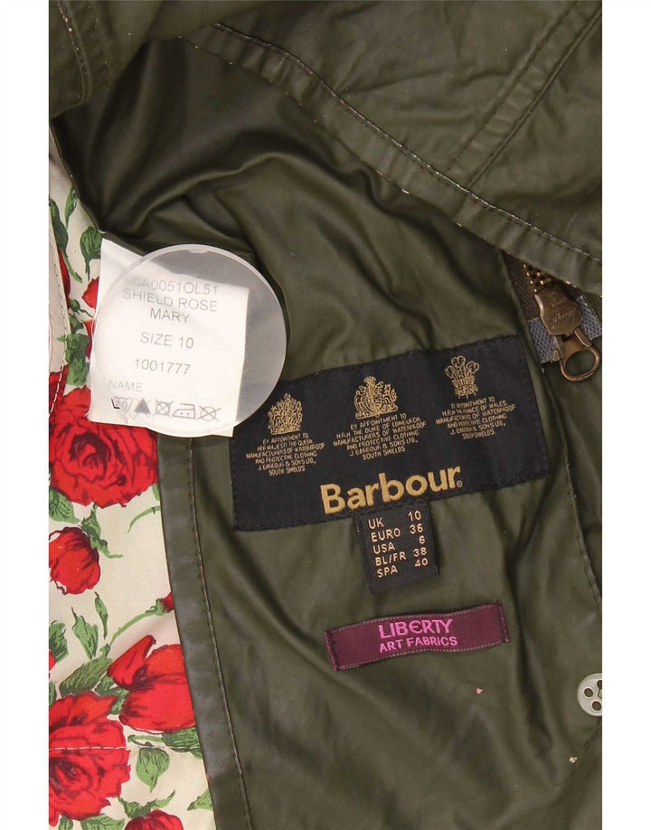 Barbour Womens Waxed Cotton Jacket UK 10 Small Khaki