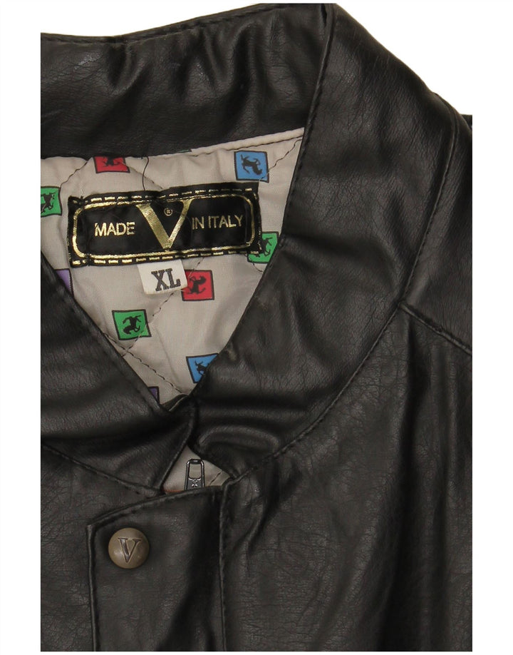 VINTAGE Mens Leather Jacket UK 42 XL Black