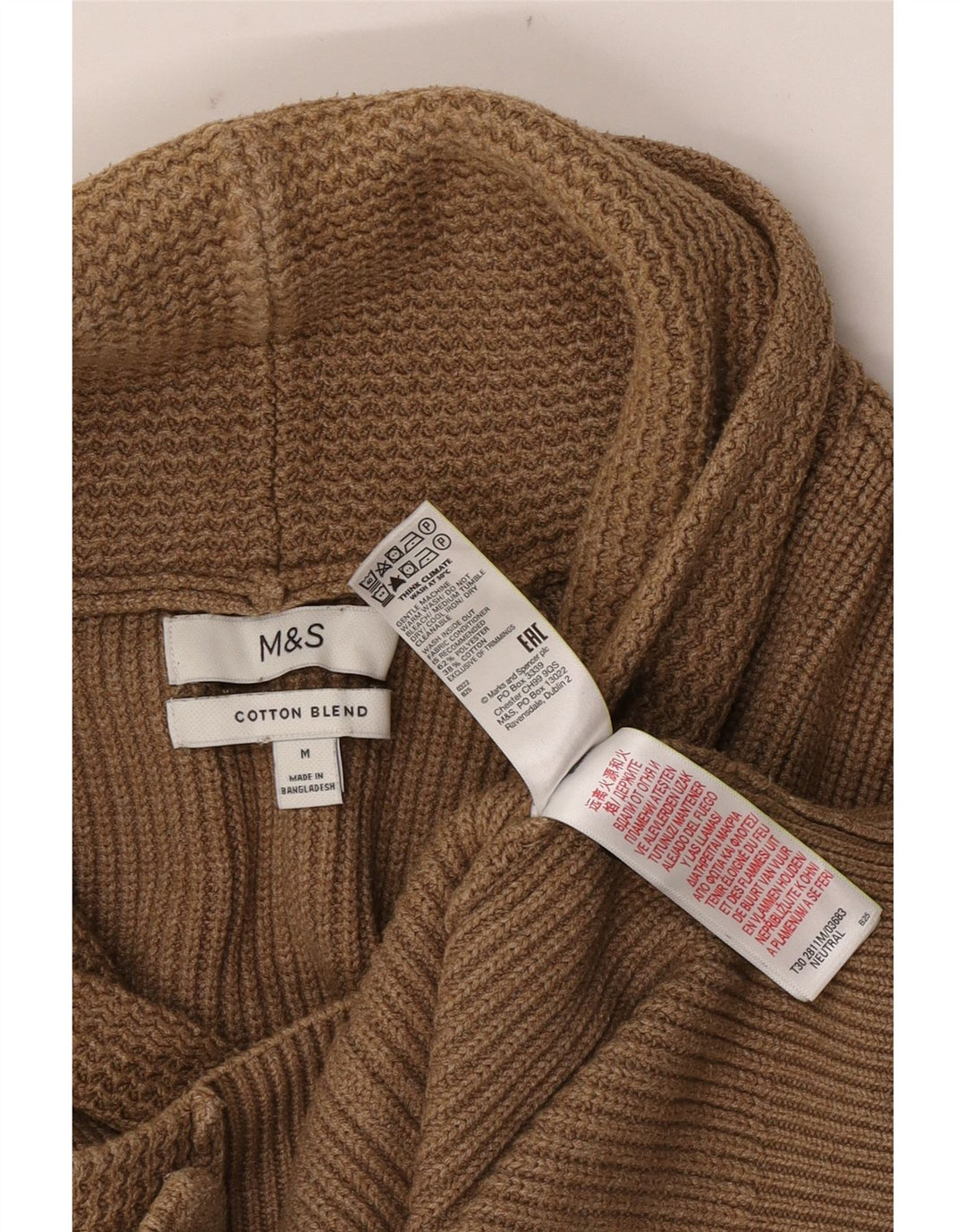 Marks & Spencer Mens Cardigan Sweater Medium Brown Polyester