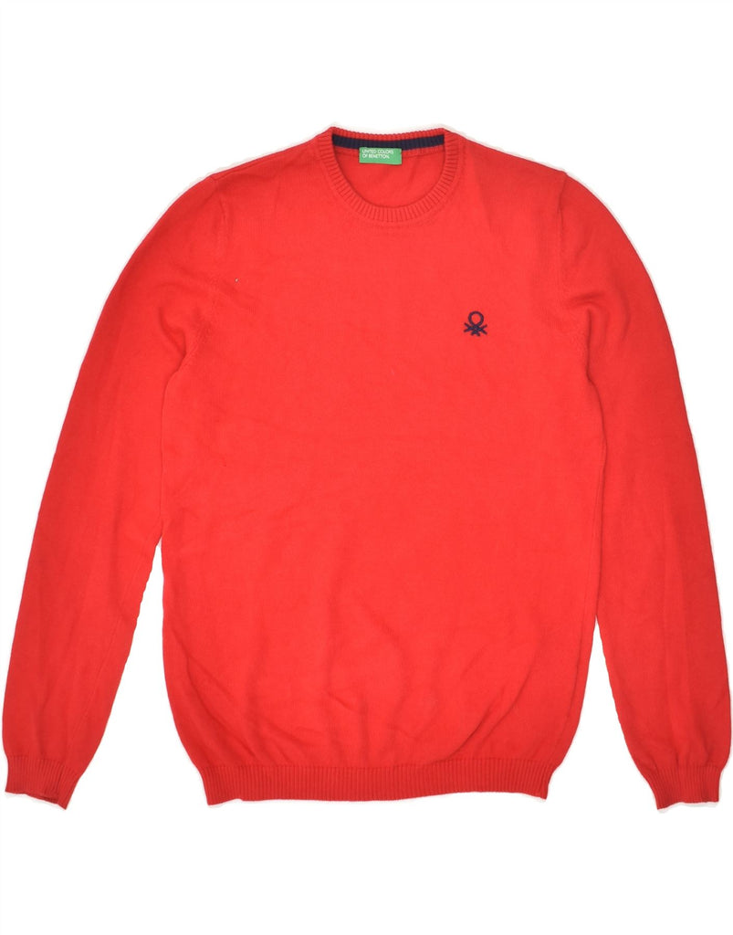 BENETTON Boys Crew Neck Jumper Sweater 8-9 Years Large Red Cotton | Vintage Benetton | Thrift | Second-Hand Benetton | Used Clothing | Messina Hembry 
