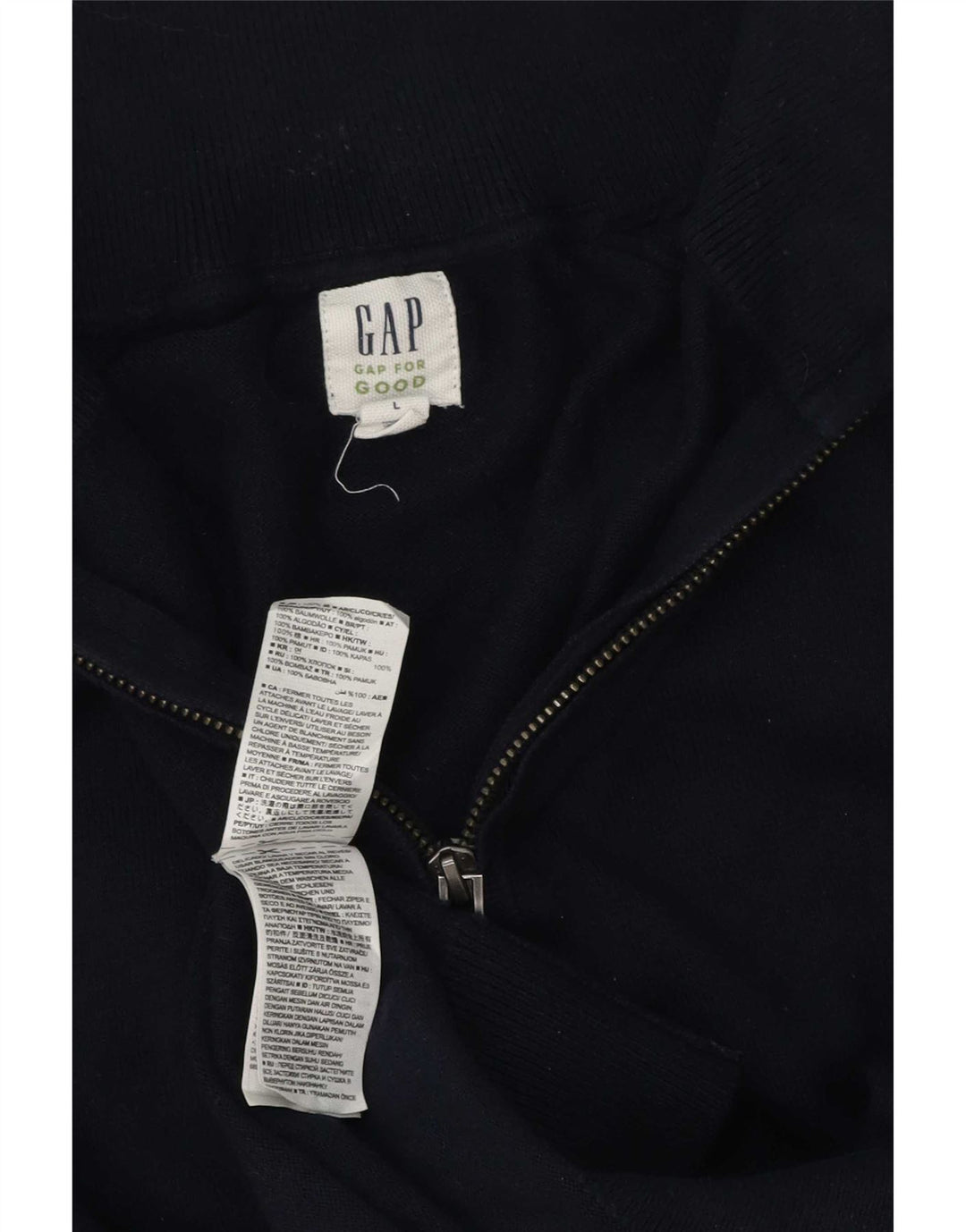 Gap Mens Zip Neck Jumper Sweater Large Navy Blue Cotton