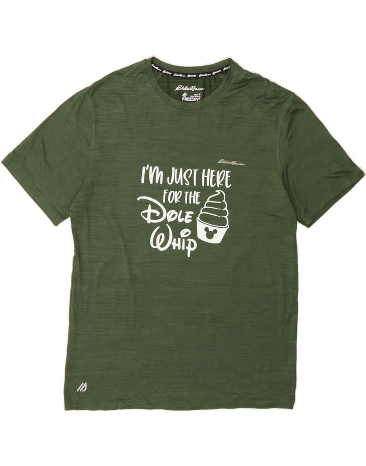 EDDIE BAUER Mens Graphic T-Shirt Top Medium Green Polyester Vintage Eddie Bauer and Second-Hand Eddie Bauer from Messina Hembry 
