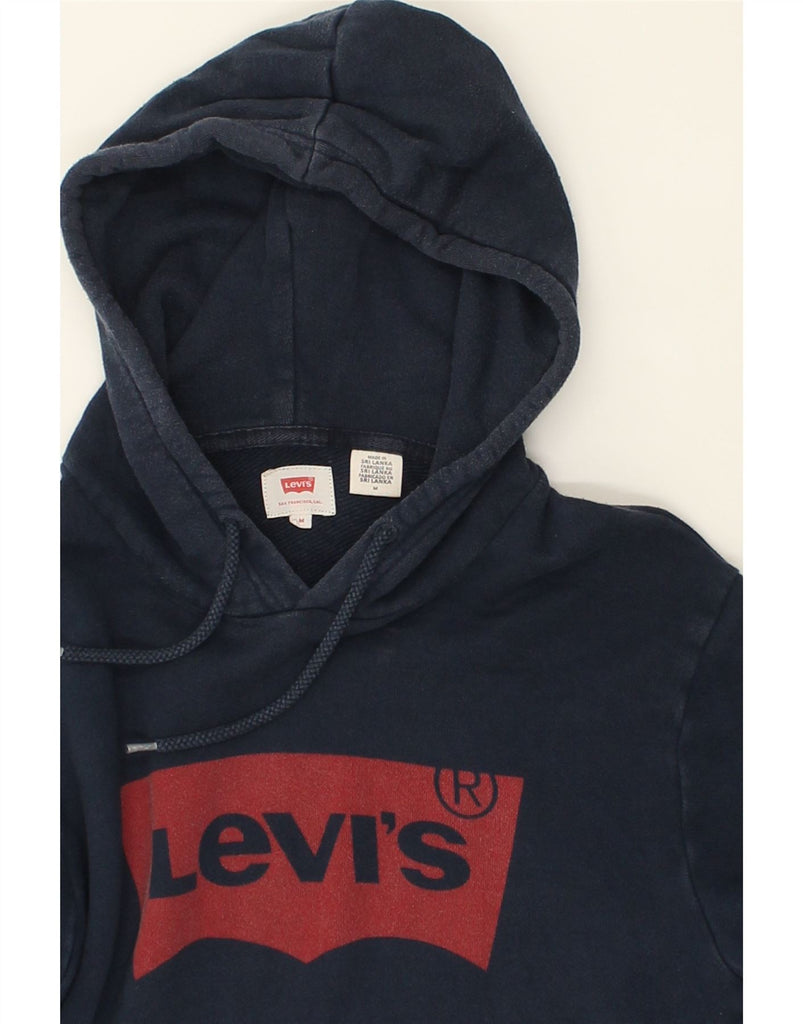 LEVI'S Womens Graphic Hoodie Jumper UK 14 Medium Navy Blue | Vintage Levi's | Thrift | Second-Hand Levi's | Used Clothing | Messina Hembry 