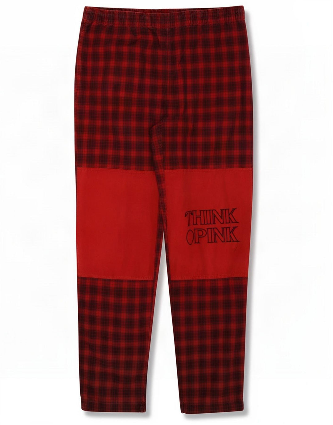 Think Pink Mens Graphic Tracksuit Trousers Medium Red Plaid Cotton