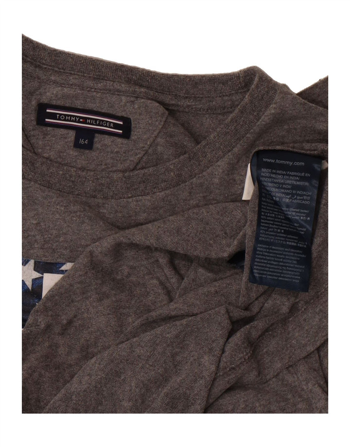TOMMY HILFIGER Boys Graphic Top Long Sleeve 13-14 Years Grey Cotton Vintage Tommy Hilfiger and Second-Hand Tommy Hilfiger from Messina Hembry 