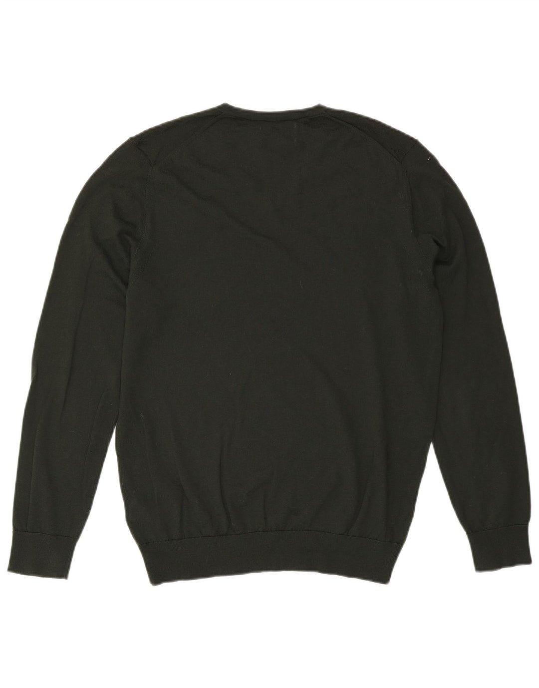 Marks & Spencer Mens V-Neck Jumper Sweater Large Khaki Wool