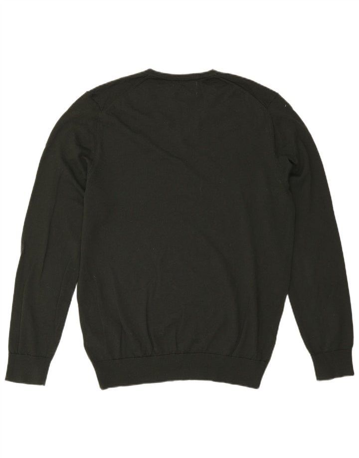 Marks & Spencer Mens V-Neck Jumper Sweater Large Khaki Wool