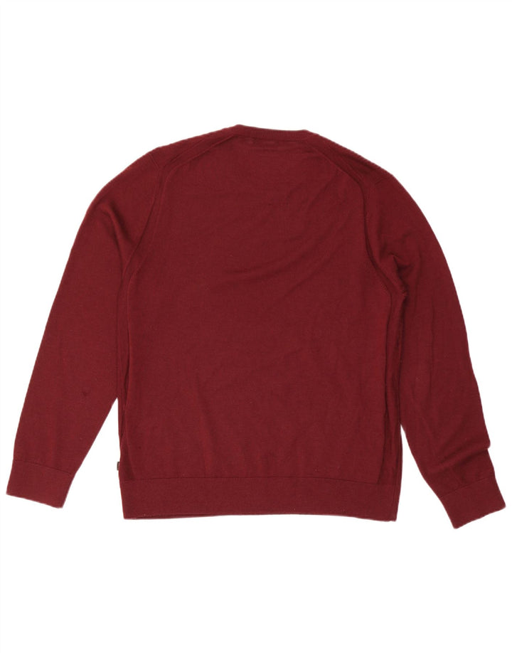 MICHAEL KORS Mens Crew Neck Jumper Sweater Large Burgundy Wool