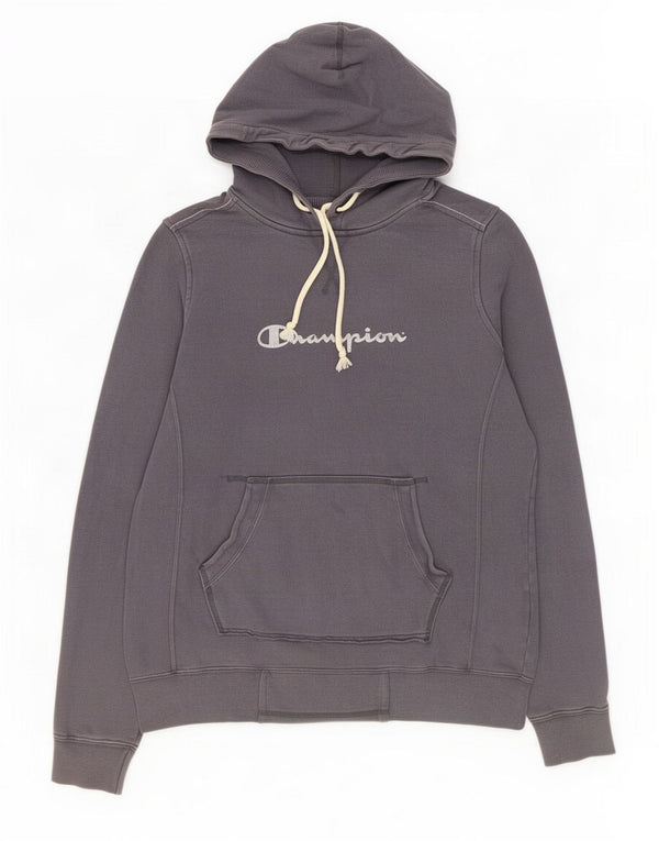 Champion Mens Graphic Hoodie Jumper Large Grey Cotton