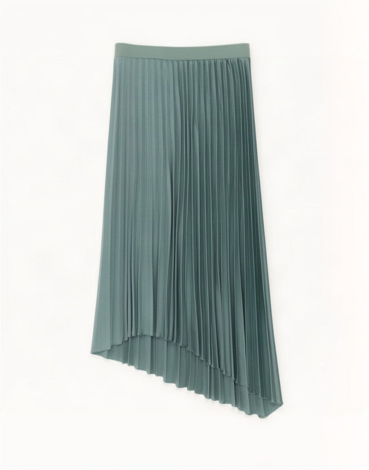 Zara Womens Asymmetric Pleated Skirt Medium W28 Green Polyester