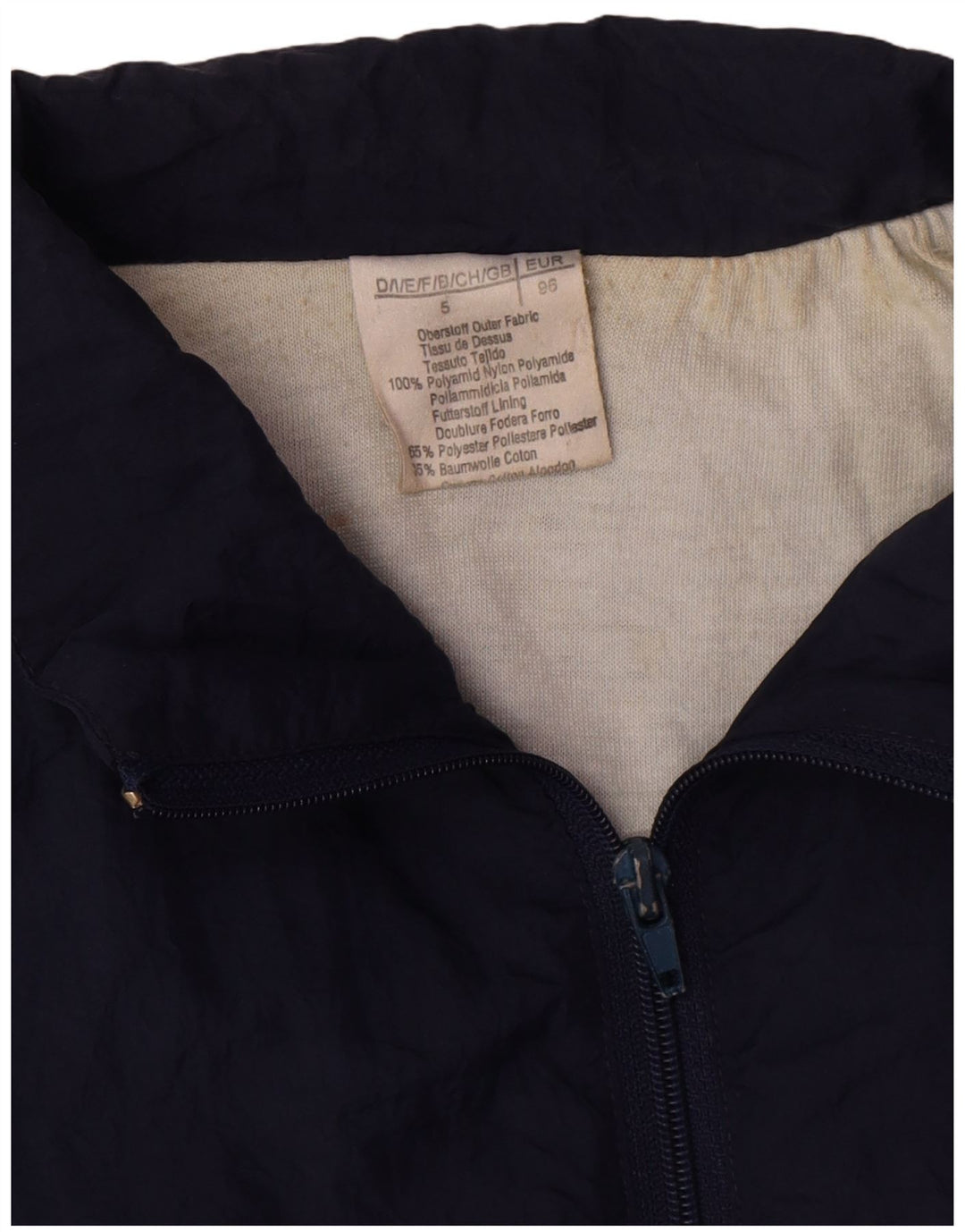 Vintage Mens Tracksuit Top Jacket XL Navy Blue Colourblock Polyamide