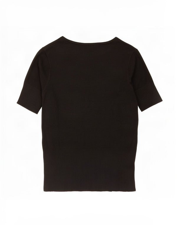 Zara Womens T-Shirt Top UK 14 Large Black Viscose