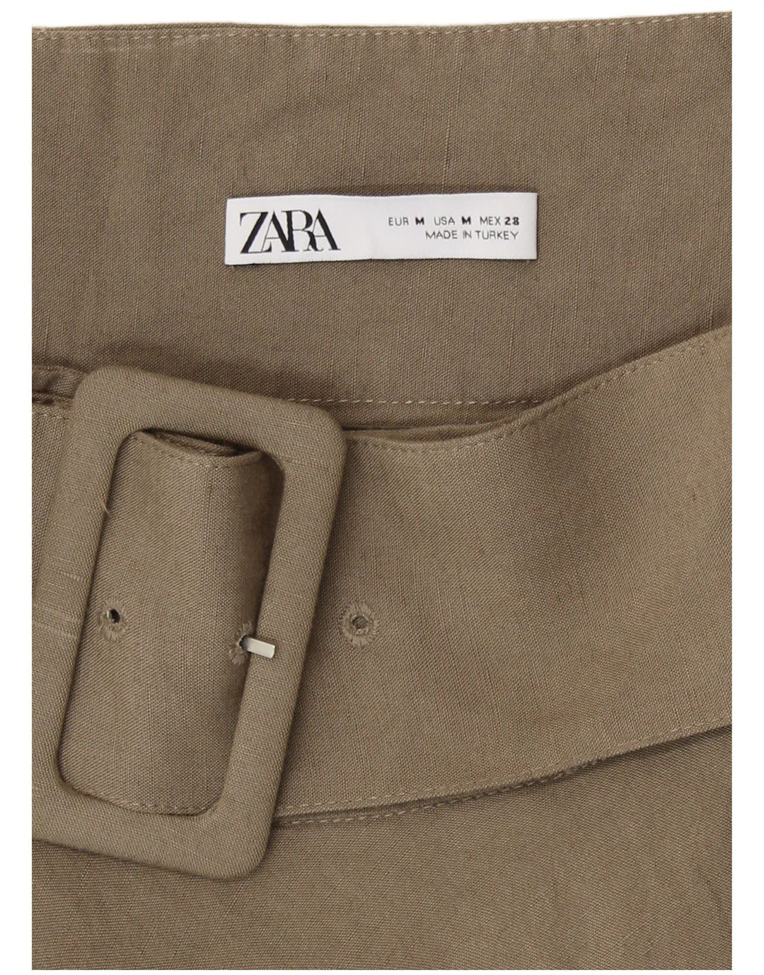 Zara Womens Flared Skirt Medium W28  Khaki