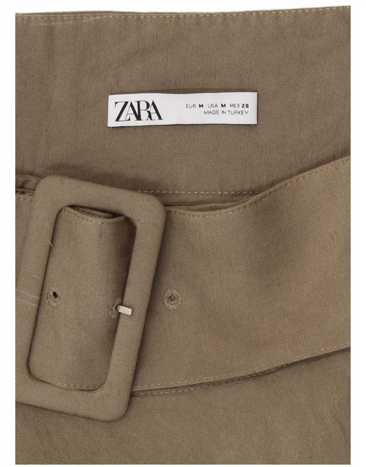 Zara Womens Flared Skirt Medium W28  Khaki